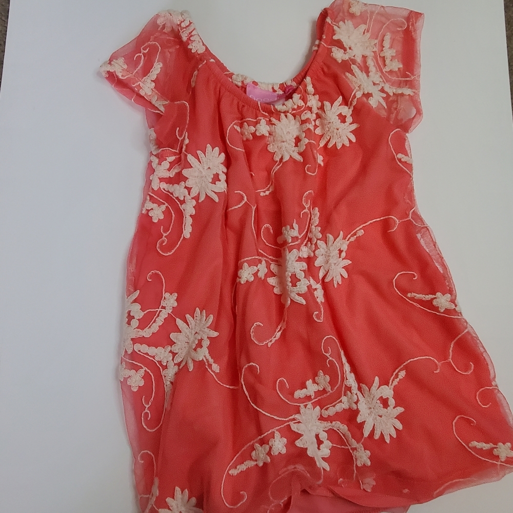 Coral Embroidered Dress 2T